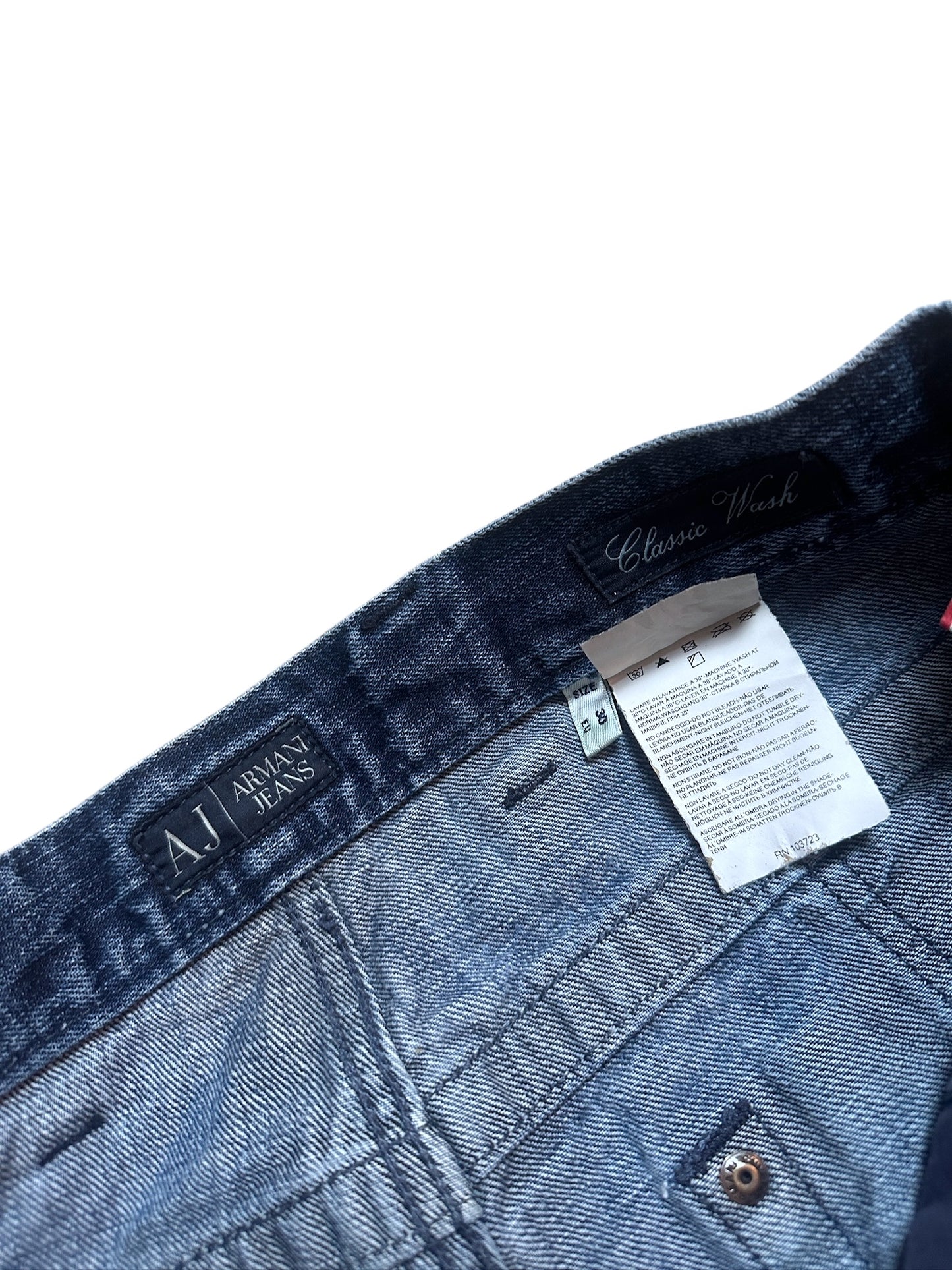 Armani Jeans Vintage Jeanshose Denim Pants Hose Blau Waschung Logo 30