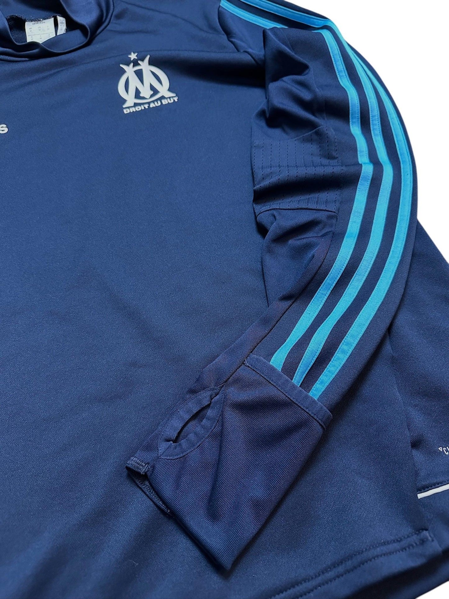 Adidas Marseille Droit au But Sport OM Sweatshirt Turtle Neck M Navy Blau Logo