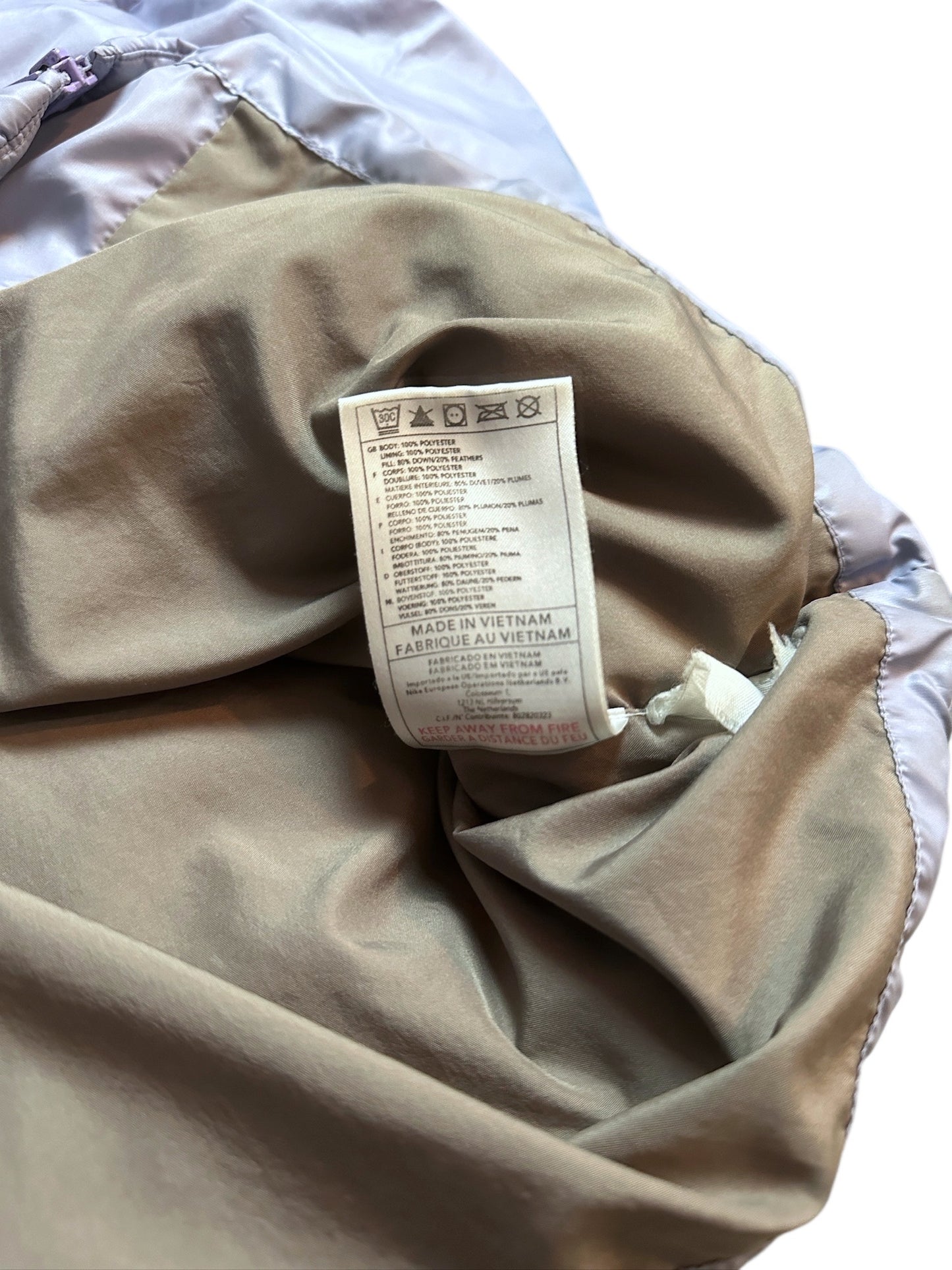 Nike Vintage Daunenjacke Puffer Flieder Winterjacke Kapuze Größe L