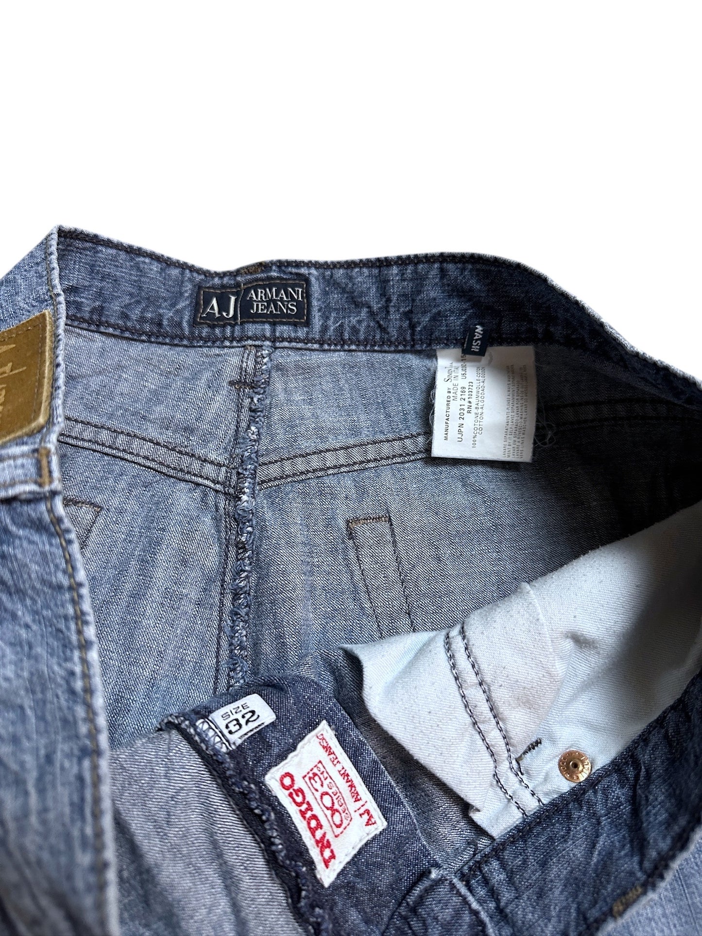 Armani Jeans Vintage Jeanshose Pants Hose Flared Blau Logo Strass Pailletten 32