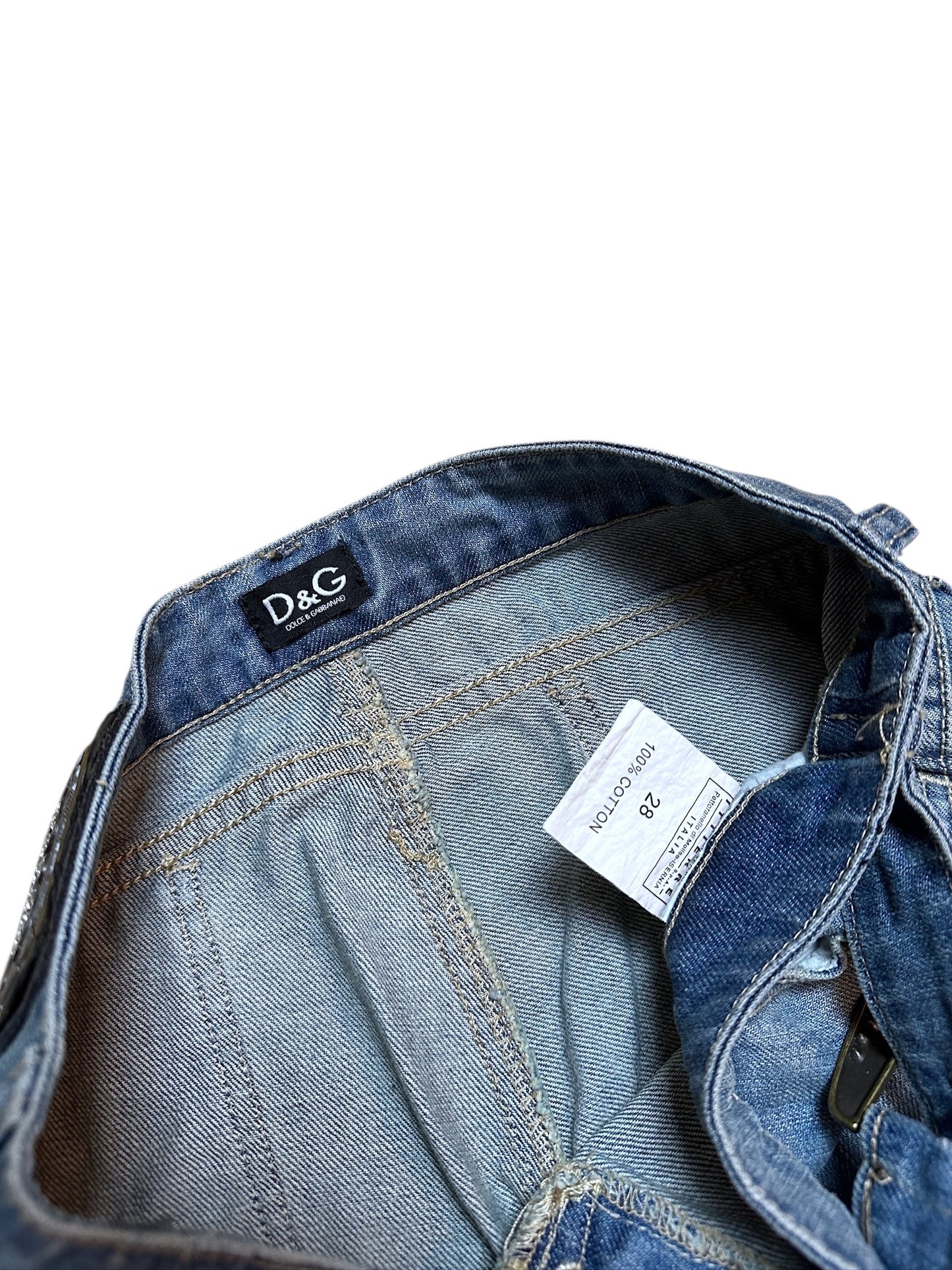 Dolce & Gabbana Y2K Vintage Denim Jeans Low Waist Schnalle Blau Größe 28