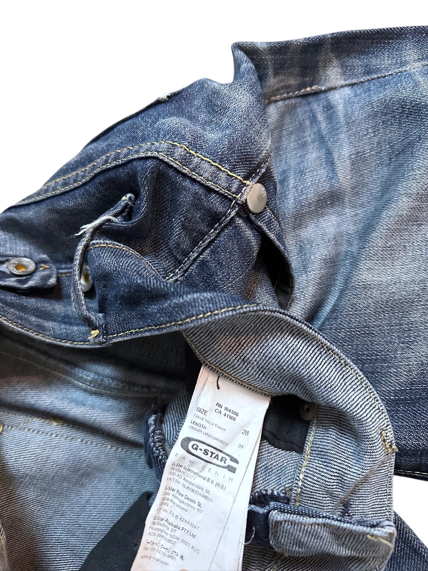 G-Star Straight Denim Jeans Low Waist mit Backprint Größe 28