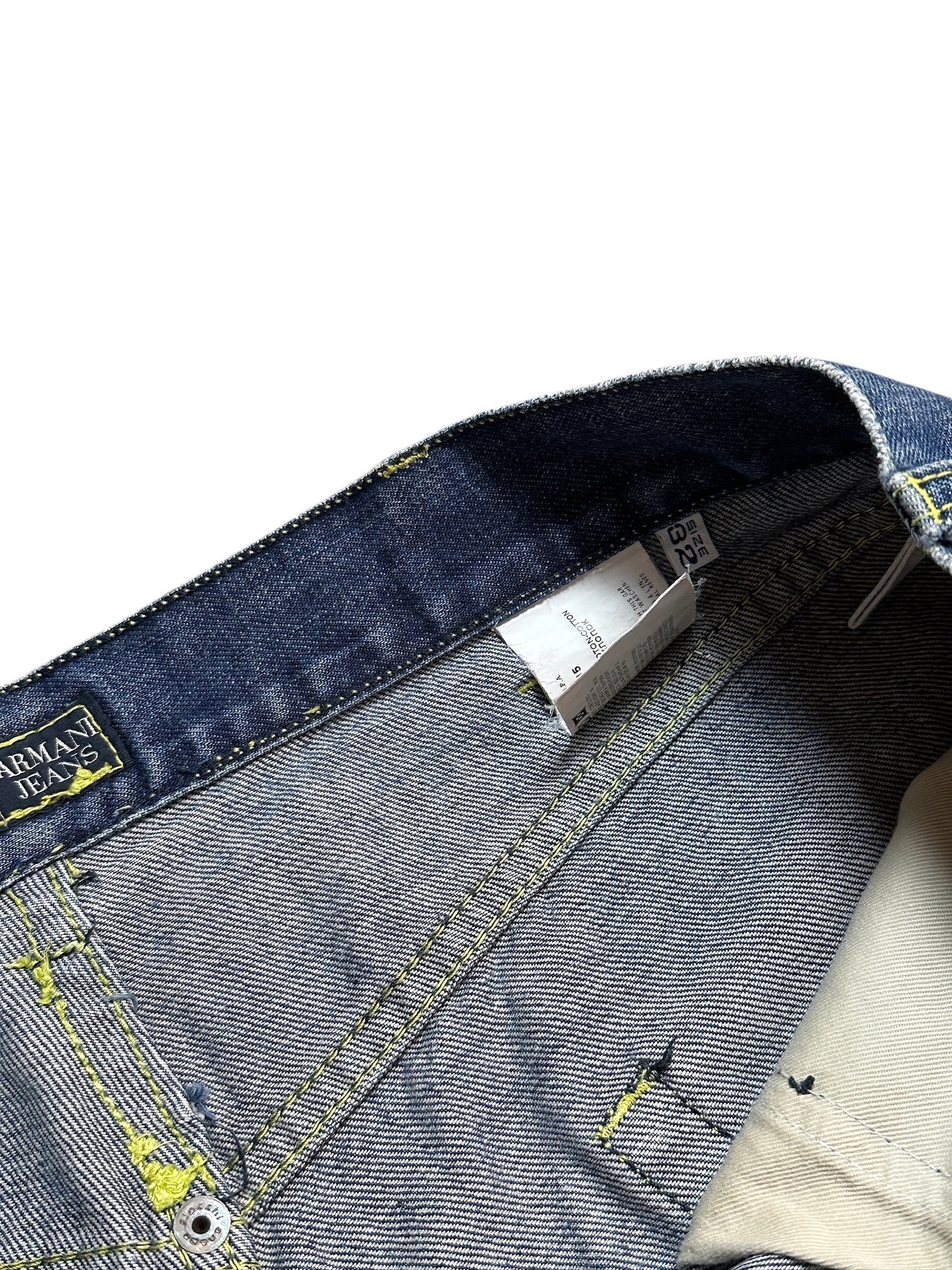 Armani Jeans Vintage Denim Shorts Blau Kurze Hose Logo Patch Designer 32