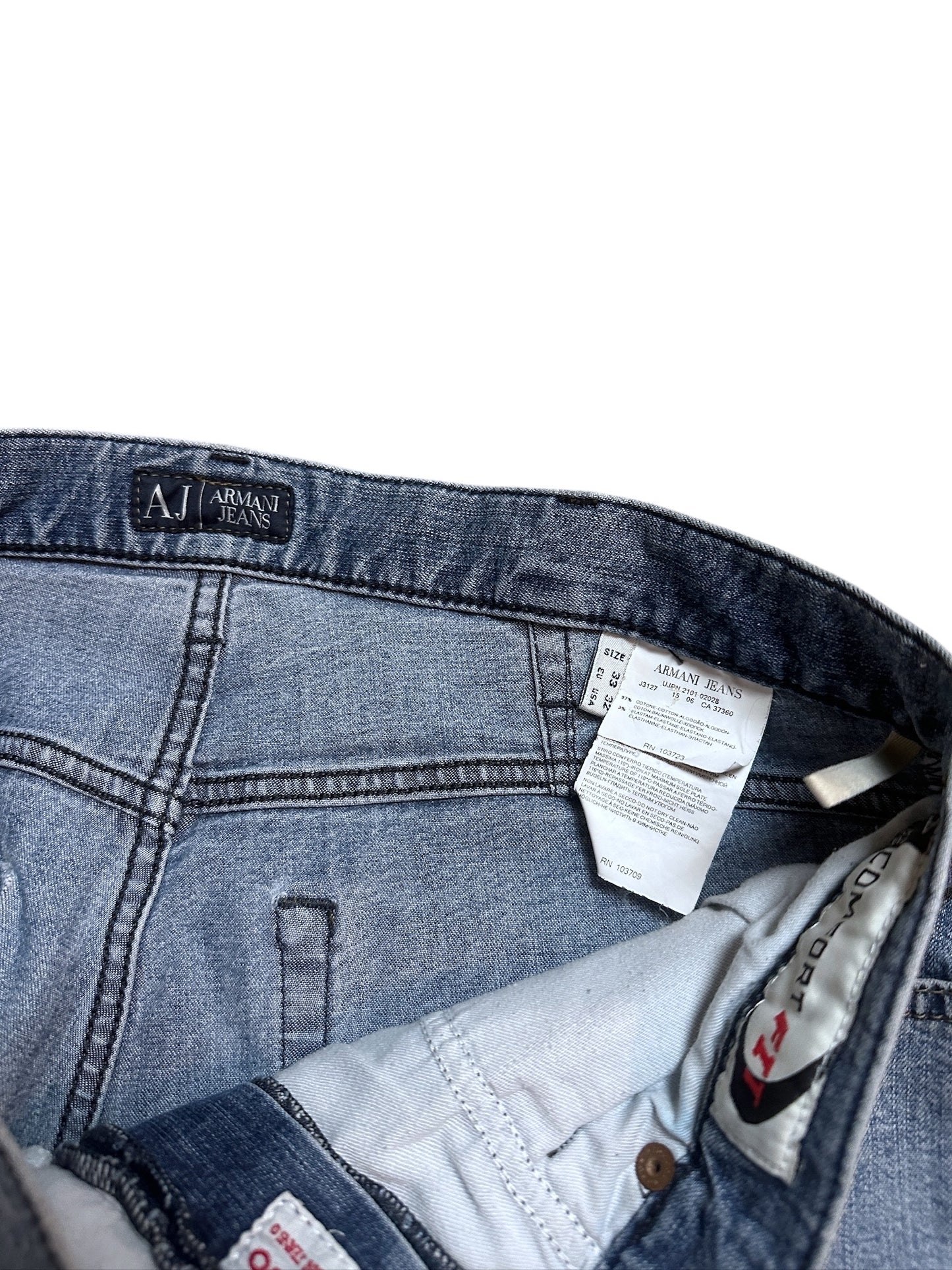 Armani Jeans Vintage Jeanshose Denim Logo Blau Größe 33