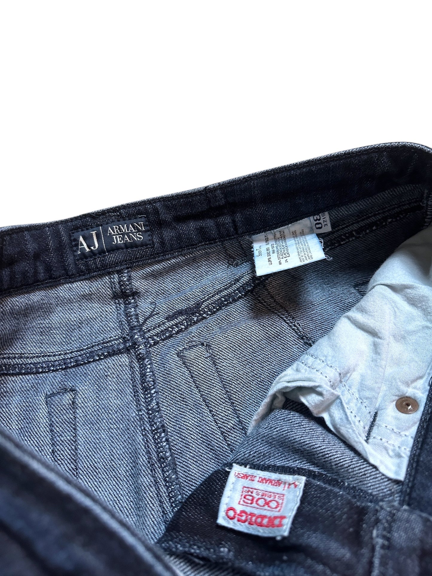 Armani Jeans Vintage Jeanshose Pailletten Stein Blau Straight Größe 30