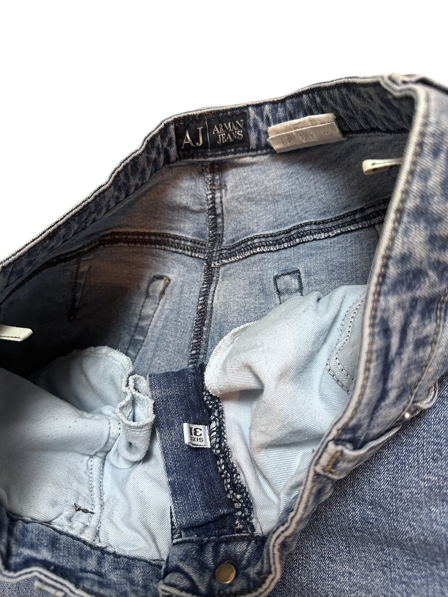 Armani Jeans Vintage Denim Pants Leg Logo Patch Blau 31