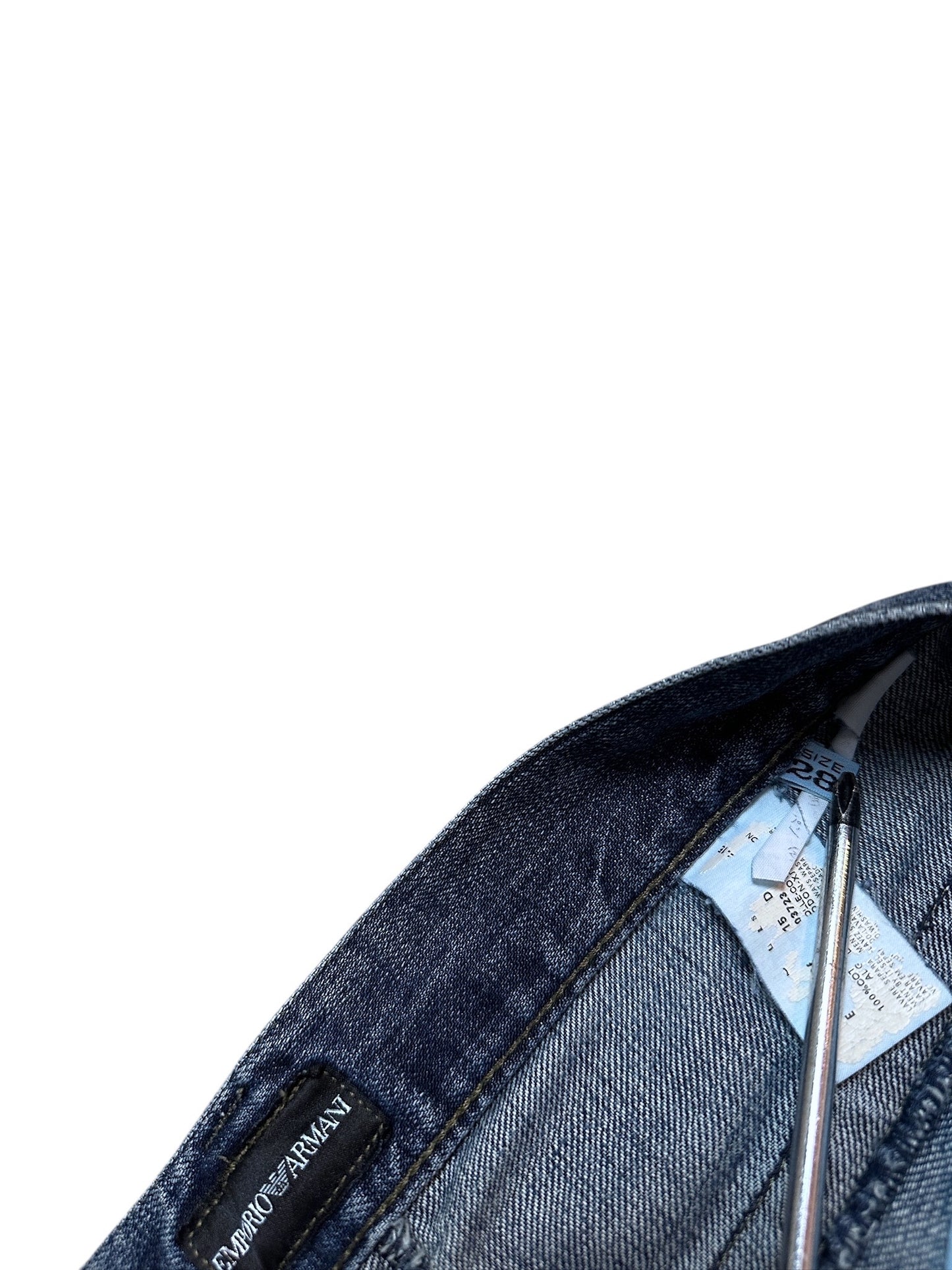 Armani Jeans Vintage Flared Denim Hose Pants Logo Patch Blau 28