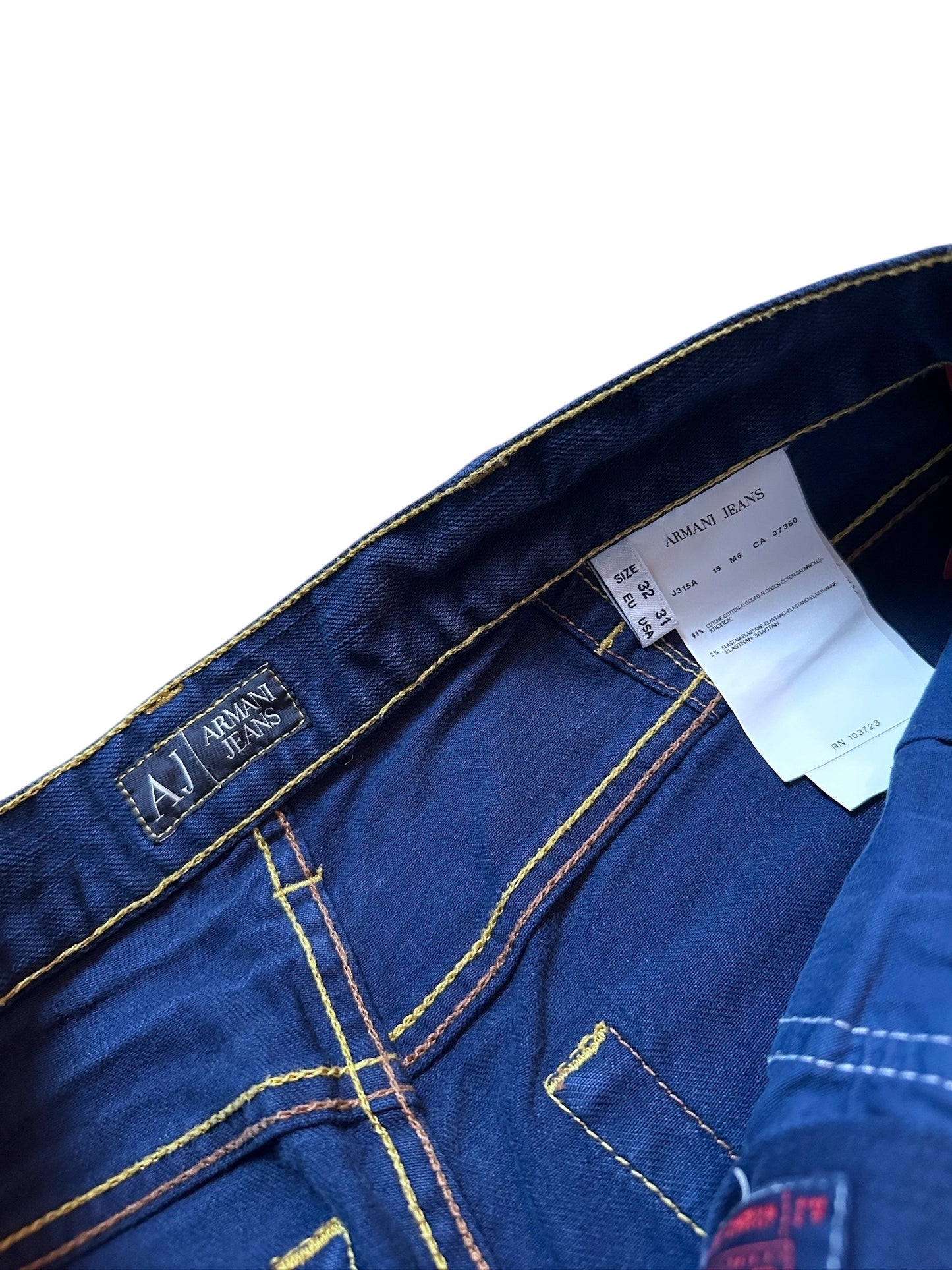 {{Armani Jeans Blau Vintage W32 Denim Pants Baggy Leg Logo Patch Vintage Style}} vintage fashion.