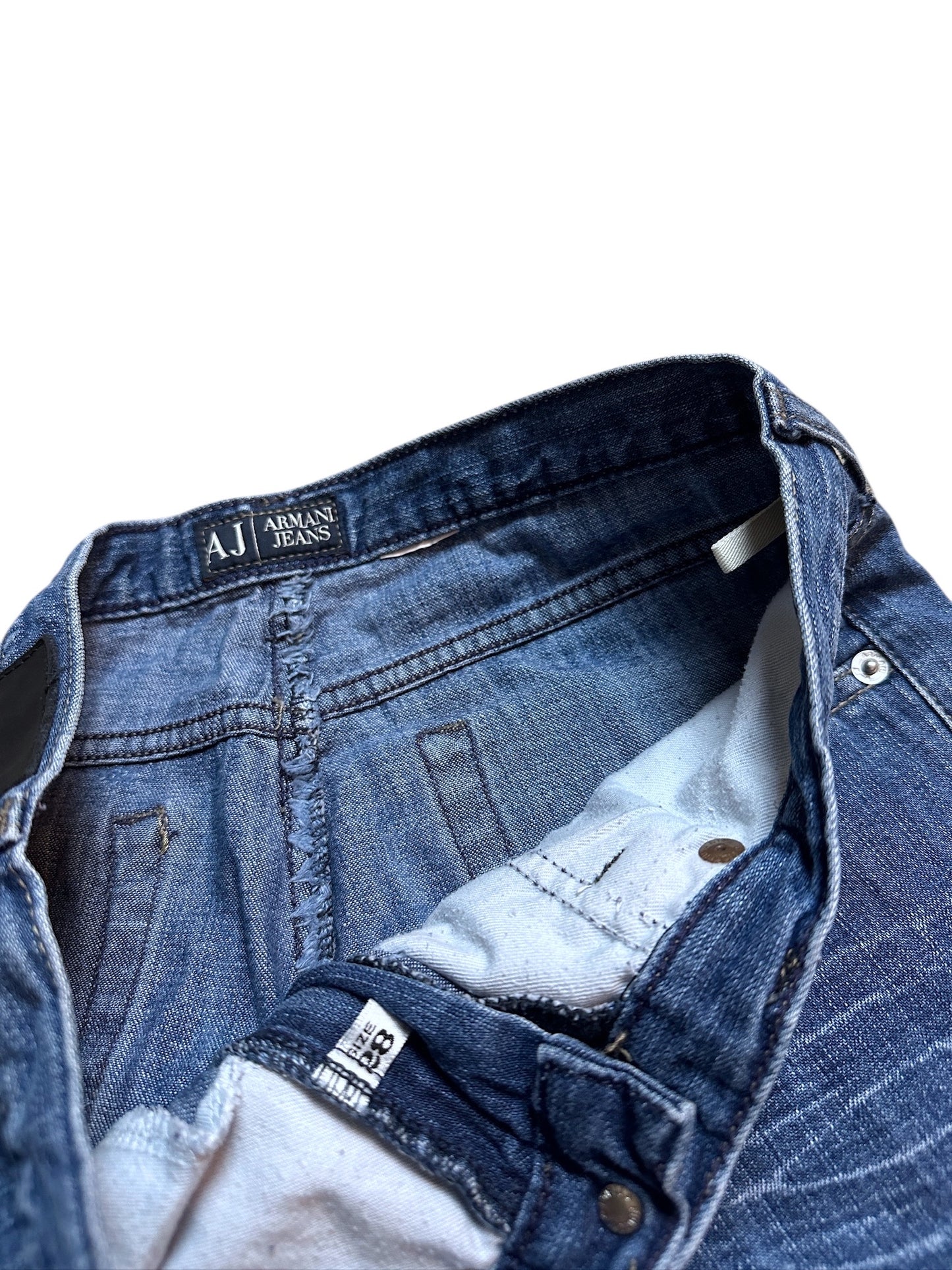 {{Armani Jeans Blau Vintage W28 Denim Pants Baggy Leg Logo Patch Vintage Style}} vintage fashion.