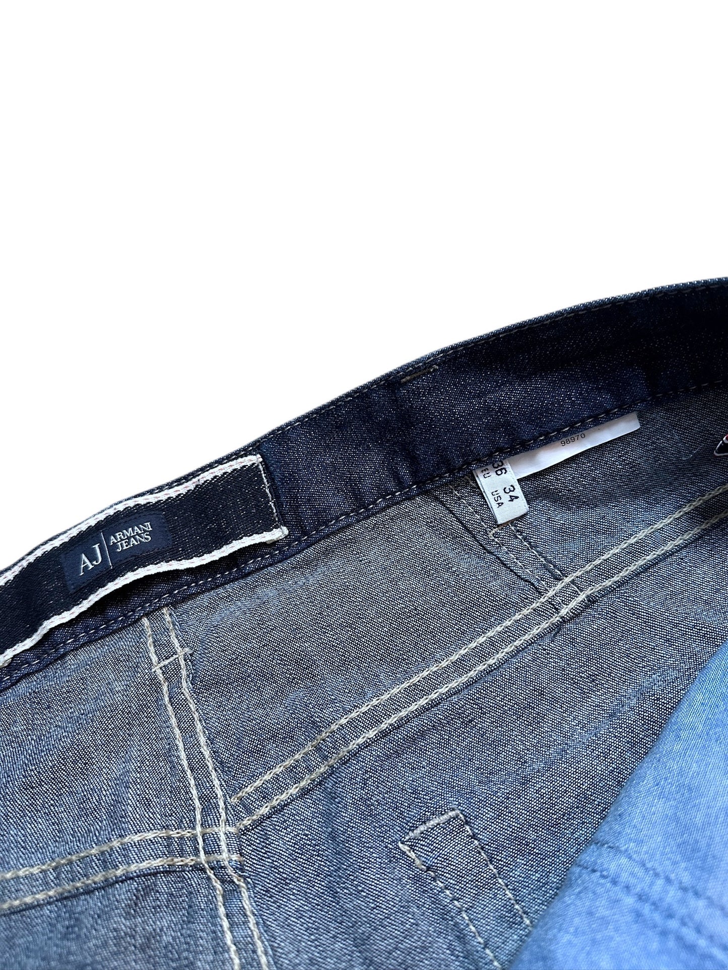 Armani Jeans Vintage Hose Wide Pants Logo Patch Blau 31