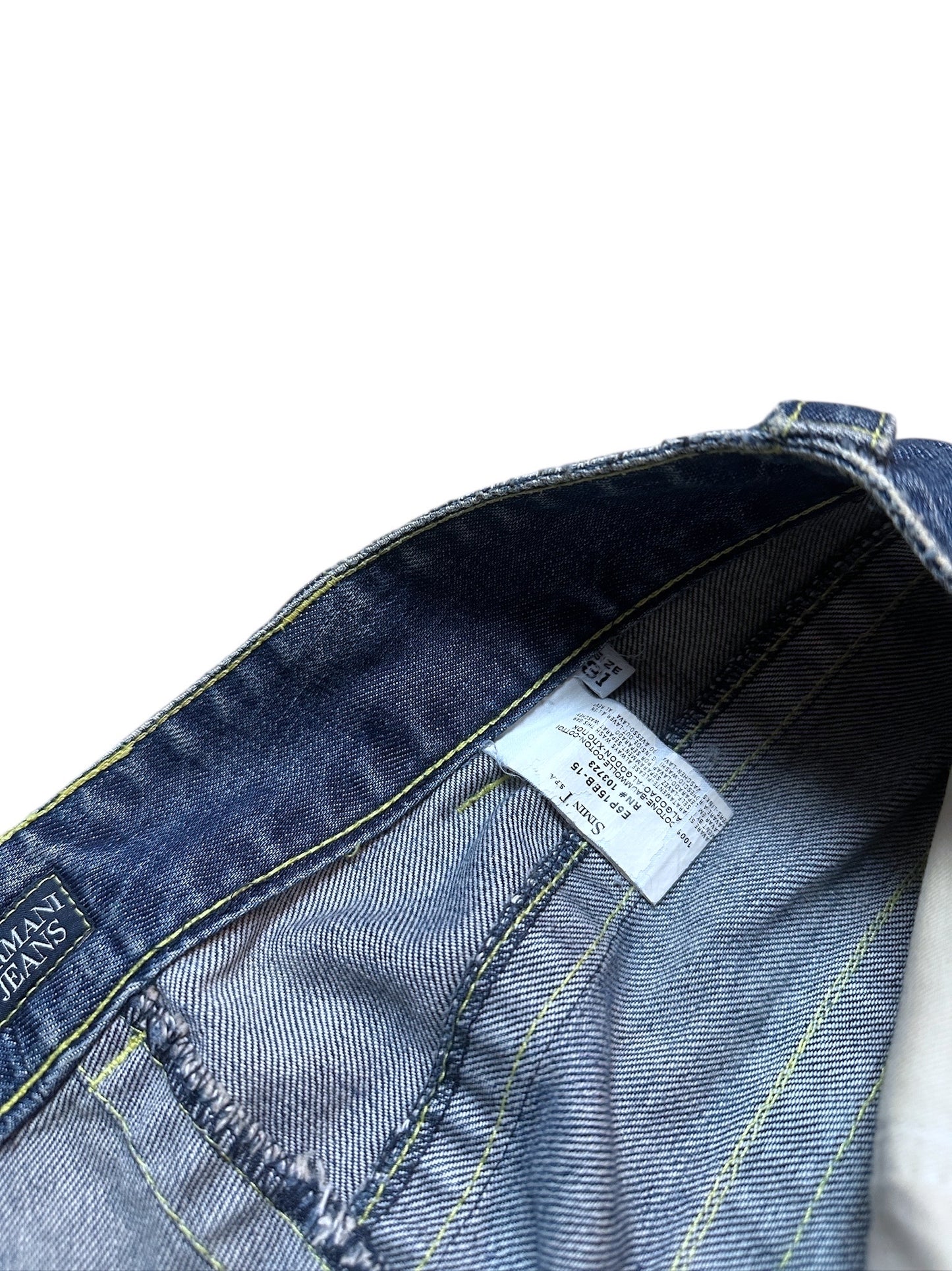 Armani Jeans Vintage Jeanshose Denim Pants Hose Blau Waschung Logo 31