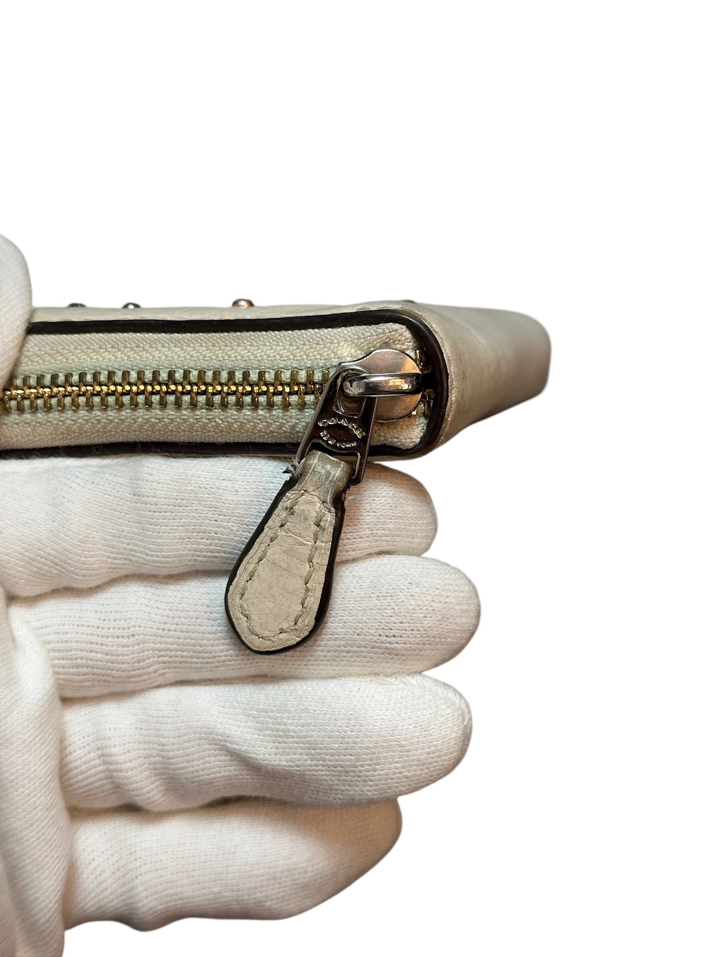 Coach Vintage Portemonnaie Etui Nieten-Besatz Creme Weiß Y2K