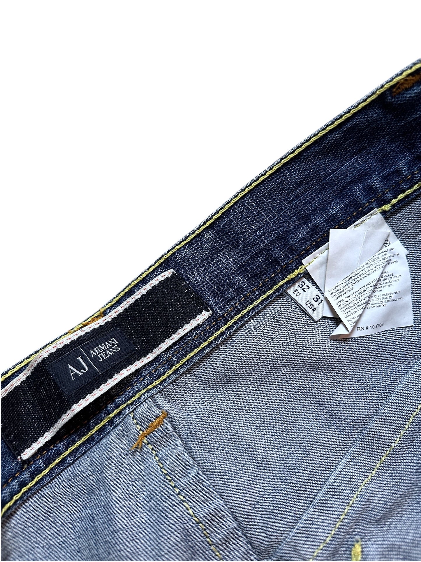 Armani Jeans Vintage Jeanshose Denim Pants Hose Blau Waschung Logo 32