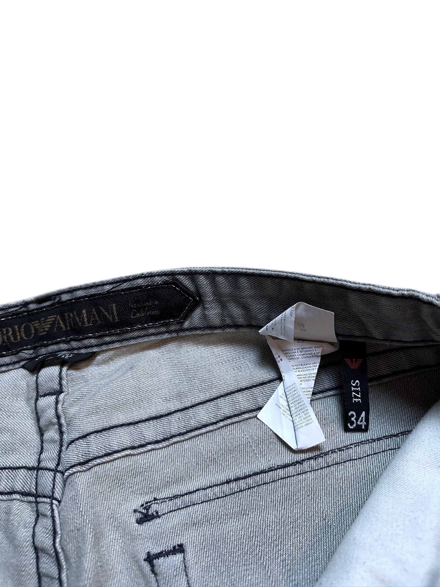 Emporio Armani Vintage Jeanshose Denim Pants Hose Grau Waschung Logo 34