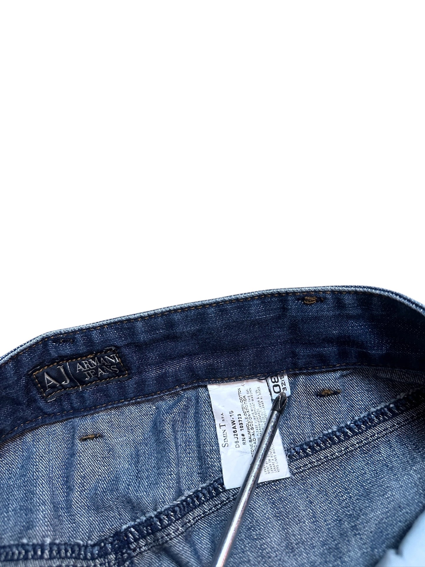 Armani Jeans Vintage Jeanshose Denim Pants Hose Blau Waschung Logo 30