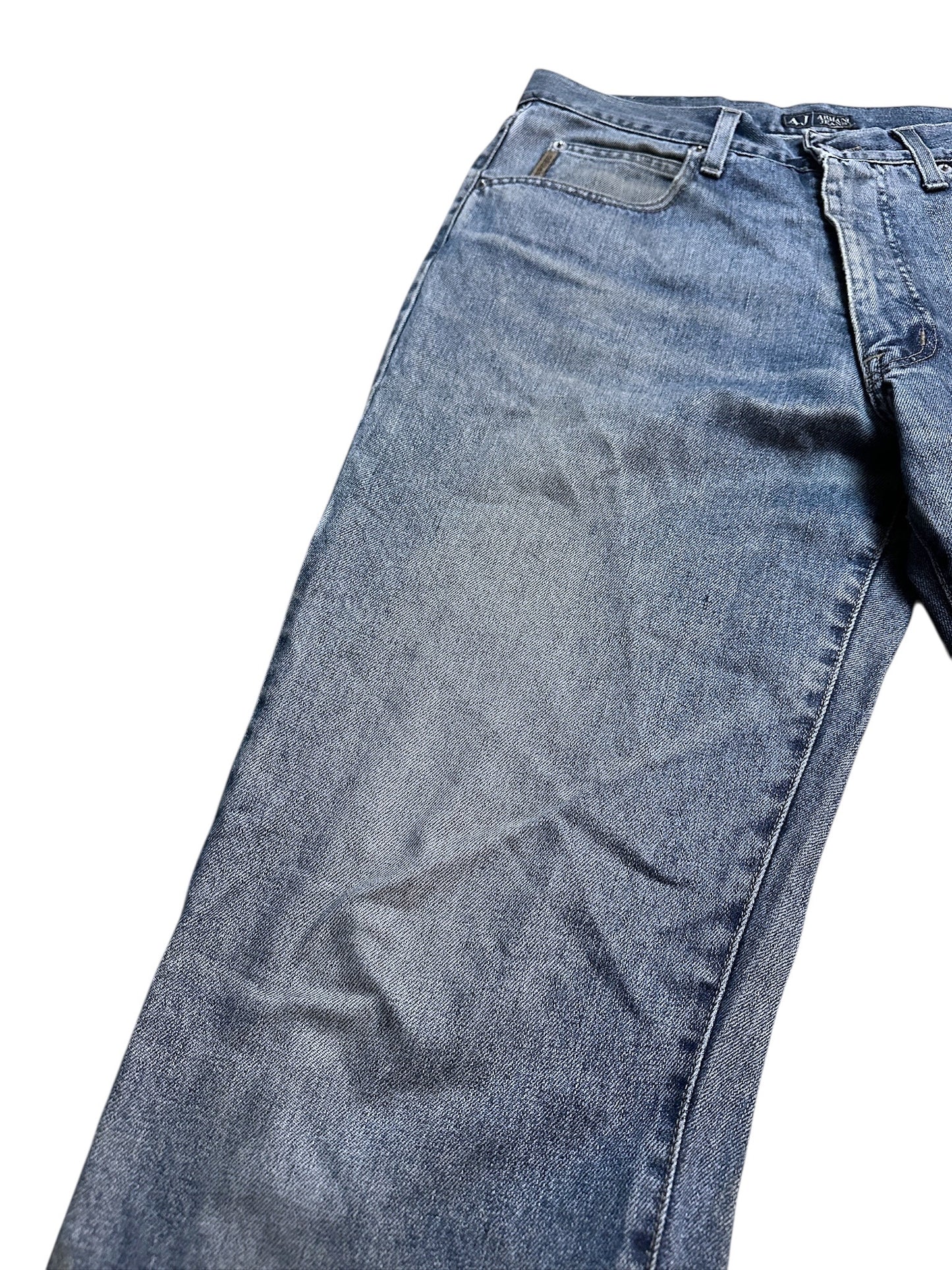 Armani Jeans Vintage Jeanshose Denim Pants Hose Blau Waschung Logo 33