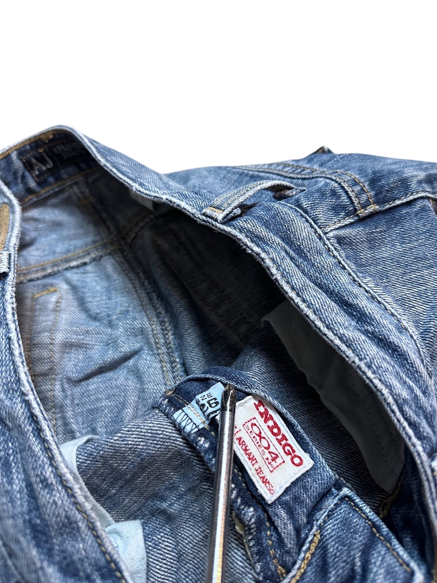 Armani Jeans Vintage Flared Bootcut Jeanshose Pants Hose Denim Blau Logo 26