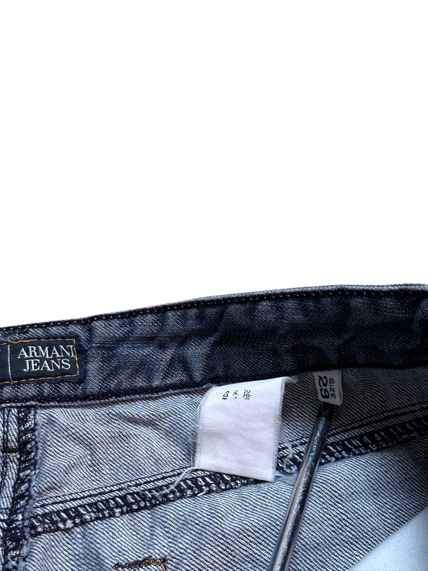 Armani Jeans Vintage Jeanshose Pants Hose Flared Blau Logo Print 29