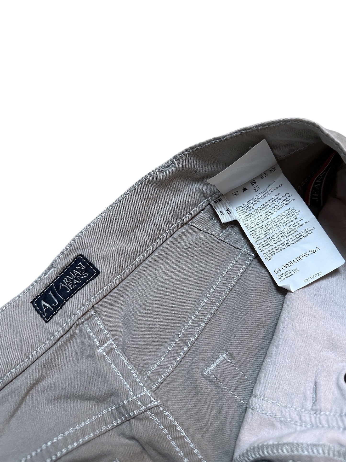 Armani Jeans Vintage Jeanshose Denim Pants Hose Beige Waschung Logo 33