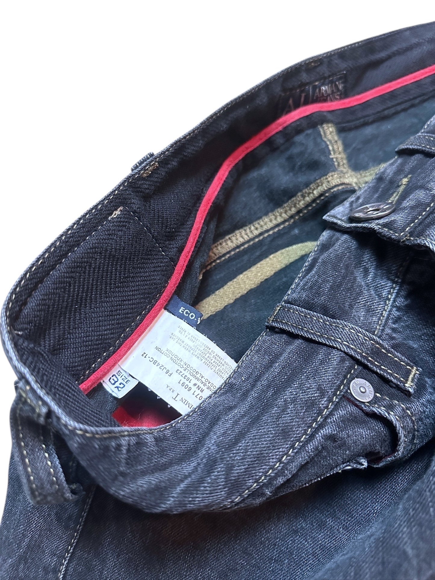 Armani Jeans Vintage Jeanshose Denim Pants Hose Grau Waschung Logo 33