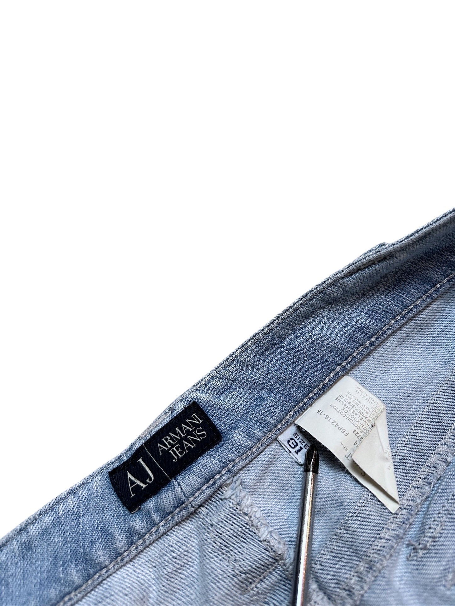 Armani Jeans Vintage Jeanshose Denim Pants Hose Flared Low Waist Blau Logo 28