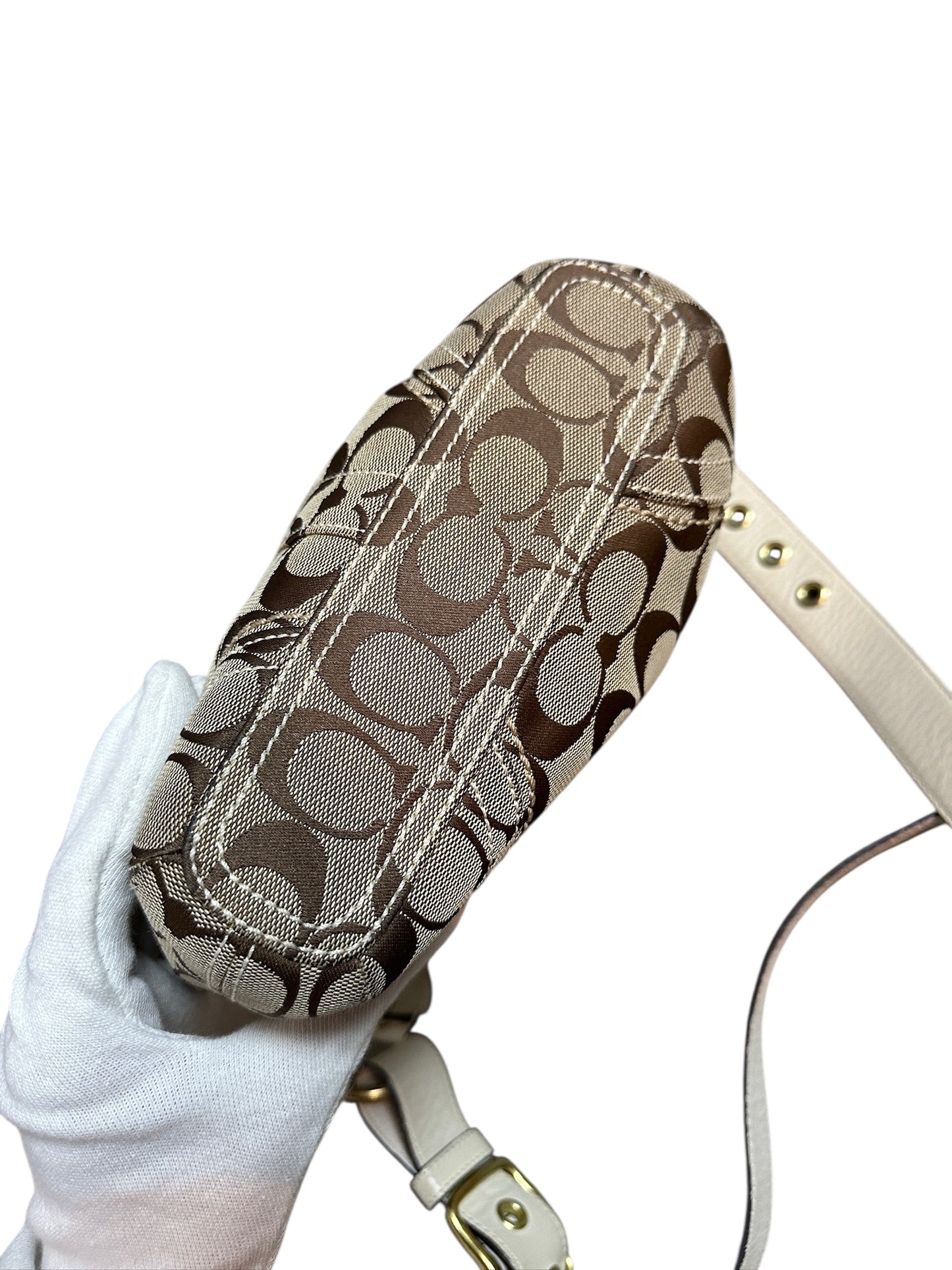 Coach Signature Monogram Crossbody Bag Umhängetasche Weiß 2000s