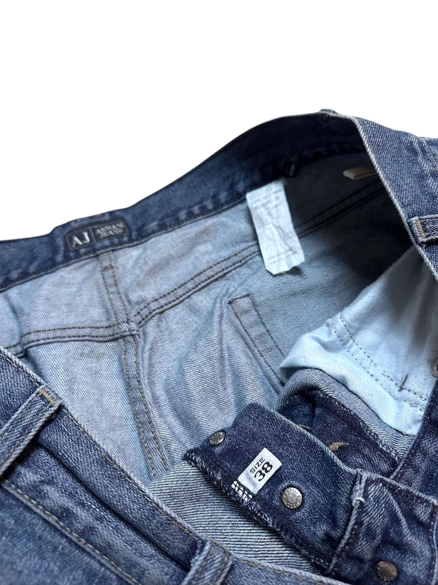 Armani Jeans Vintage Jeanshose Denim Pants Hose Blau Waschung Logo 38