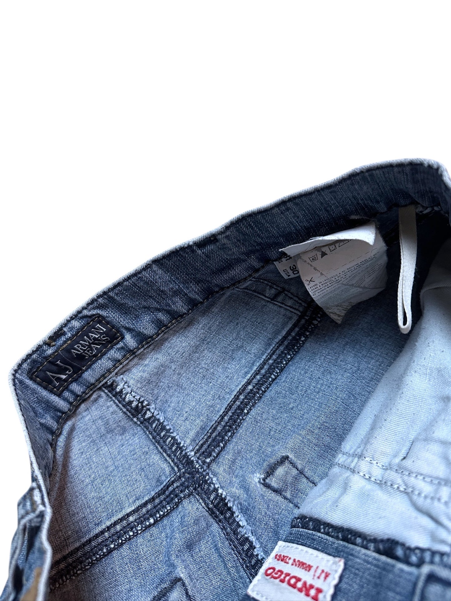 Armani Jeans Vintage Jeanshose Denim Pants Hose Blau Waschung Logo 31