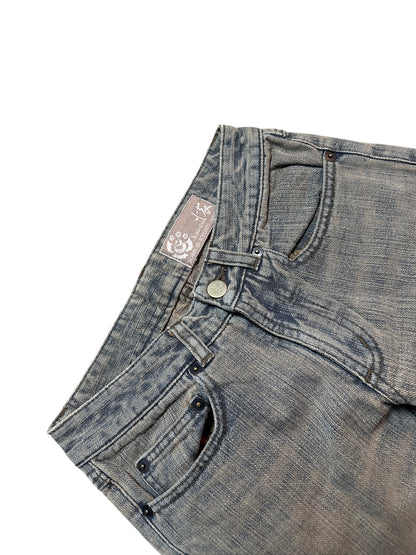 Kai-eu Japan Bootcut Jeans Floral Print Vintage Kyoto Denim XS