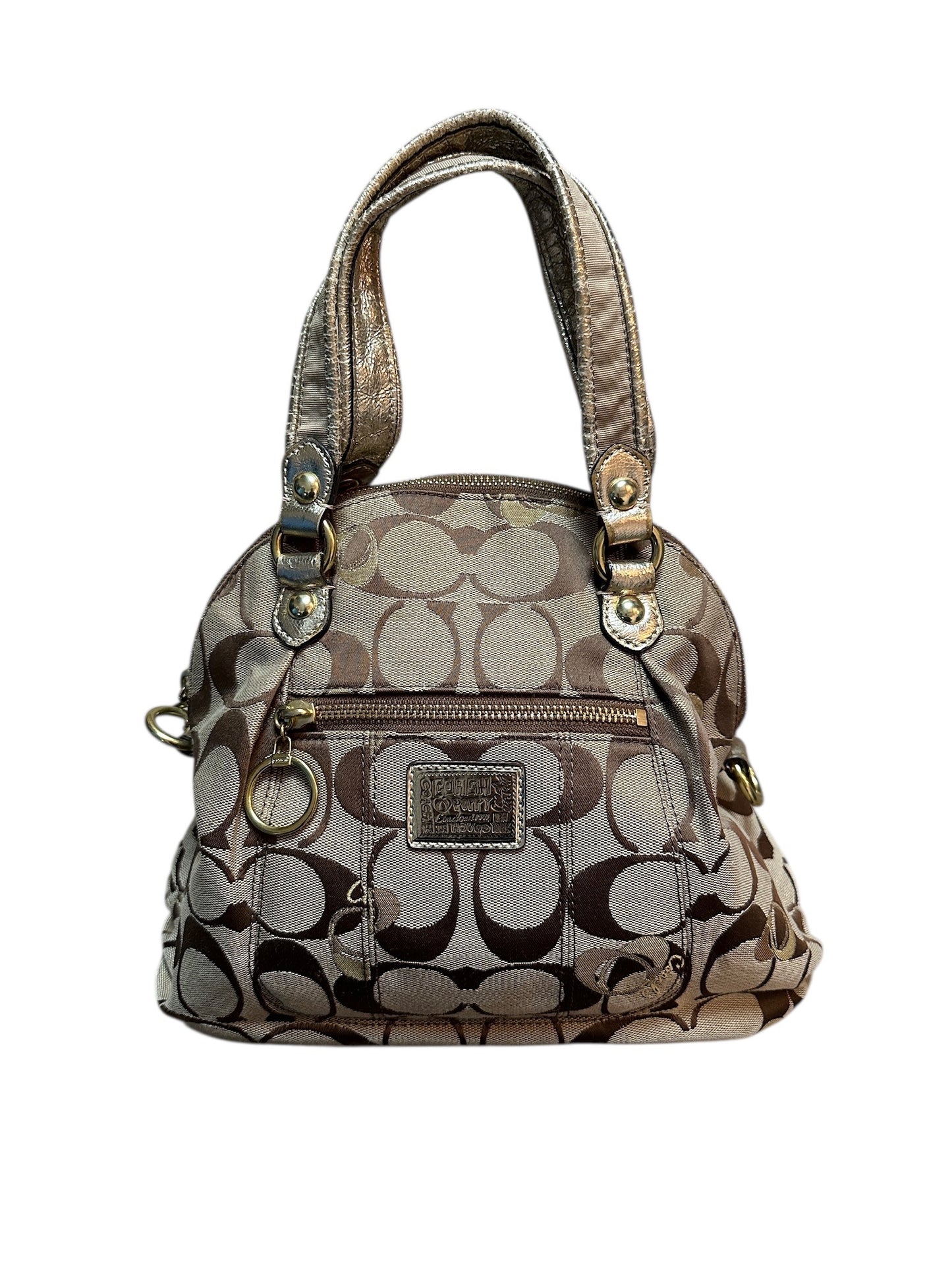 COACH Signature Metallic Monogram Zoe Satchel Handtasche