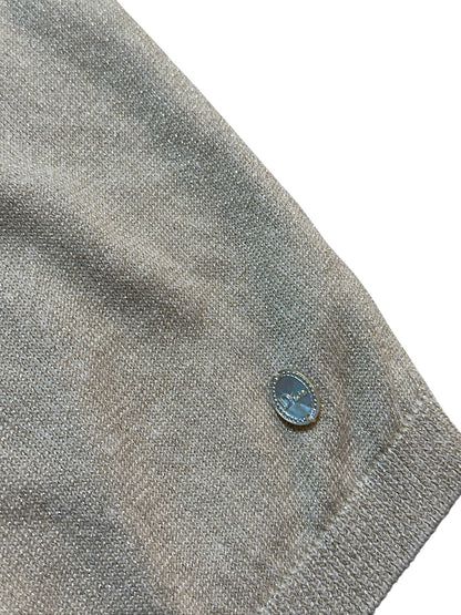 Christian Dior Metallic Stricktop Silber Glitzer Kurzarm XS