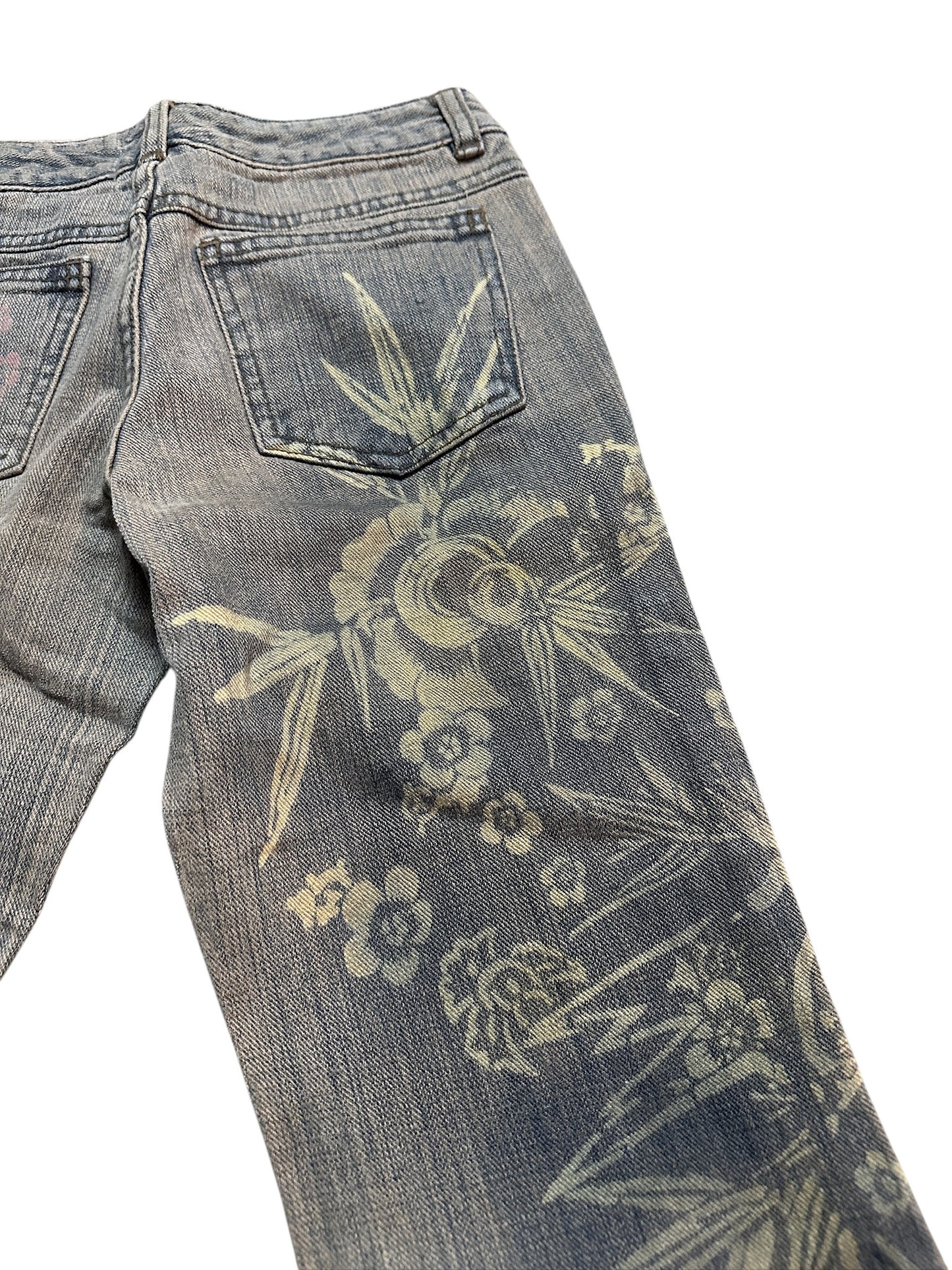 Kai-eu Japan Bootcut Jeans Floral Print Vintage Kyoto Denim XS