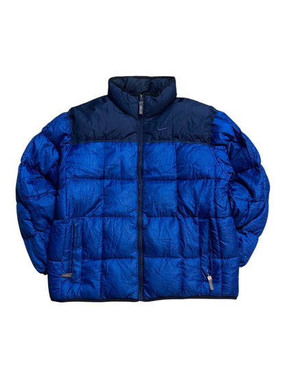 Nike Daunenjacke Puffer Warme Vintage Winterjacke Blau Größe M