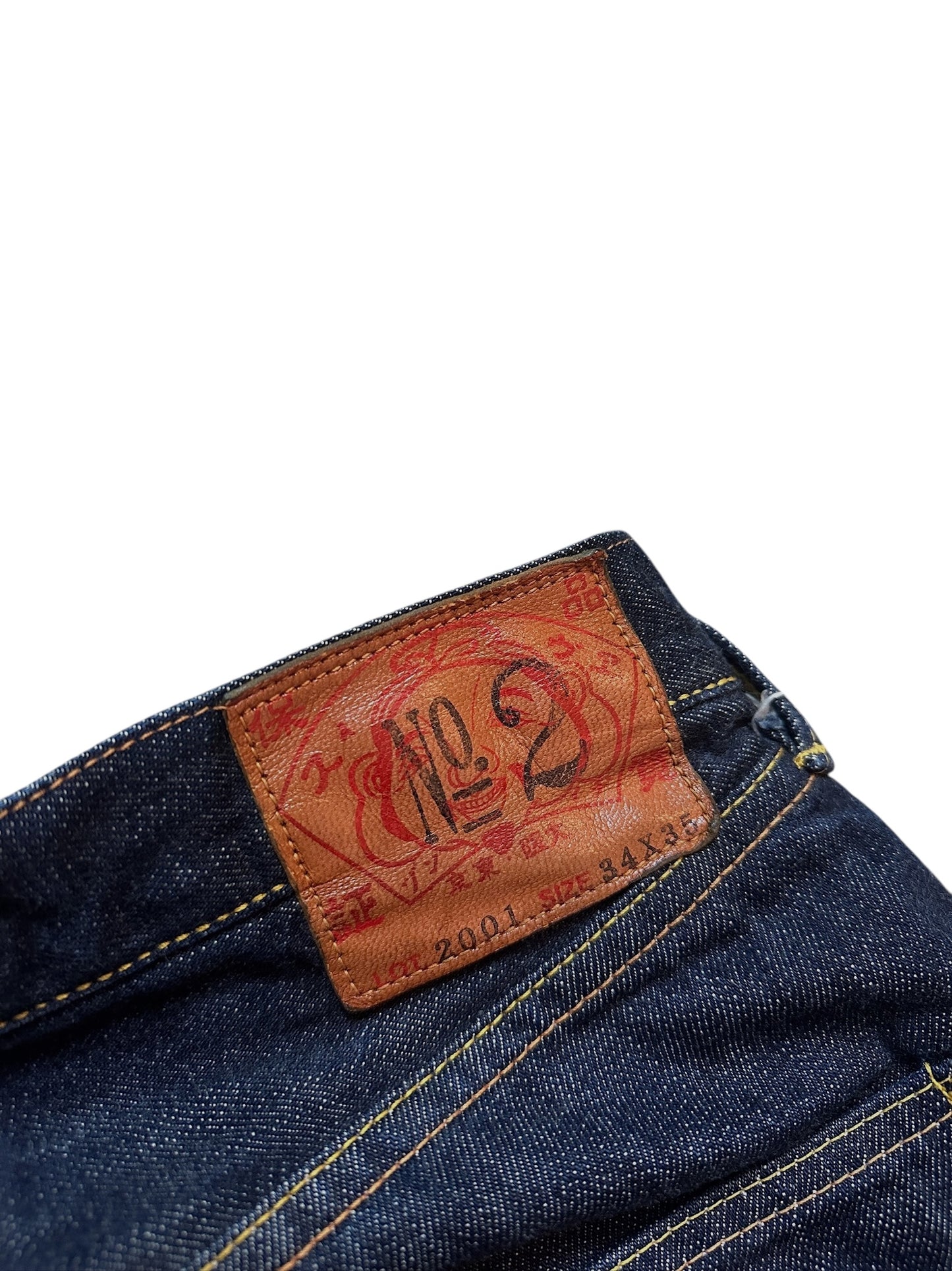 Evisu Jeans No. 2 Hose Raw Baggy Denim  2001 Backprint 34