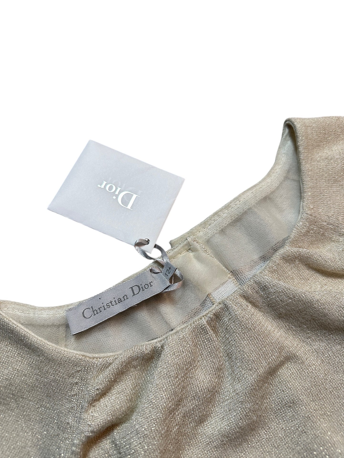 Christian Dior Metallic Stricktop Silber Glitzer Kurzarm XS