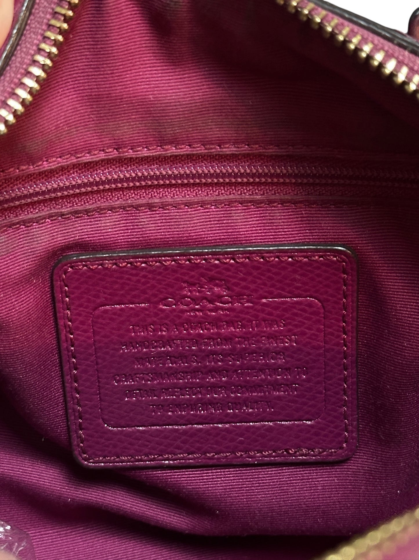 COACH Mini Bag Signature Satchel Fuchsia Pink Leather Trim Tasche