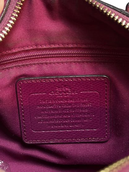 COACH Mini Bag Signature Satchel Fuchsia Pink Leather Trim Tasche