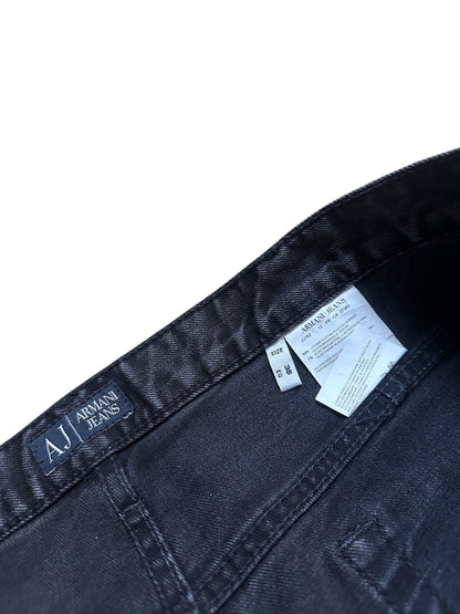 Armani Jeans Baggy Vintage Schwarz Hose Adler Größe 38