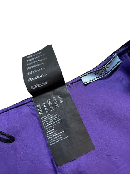 Prada Milano Midi Rock Baumwolle Seide Line Schwarz Lila S
