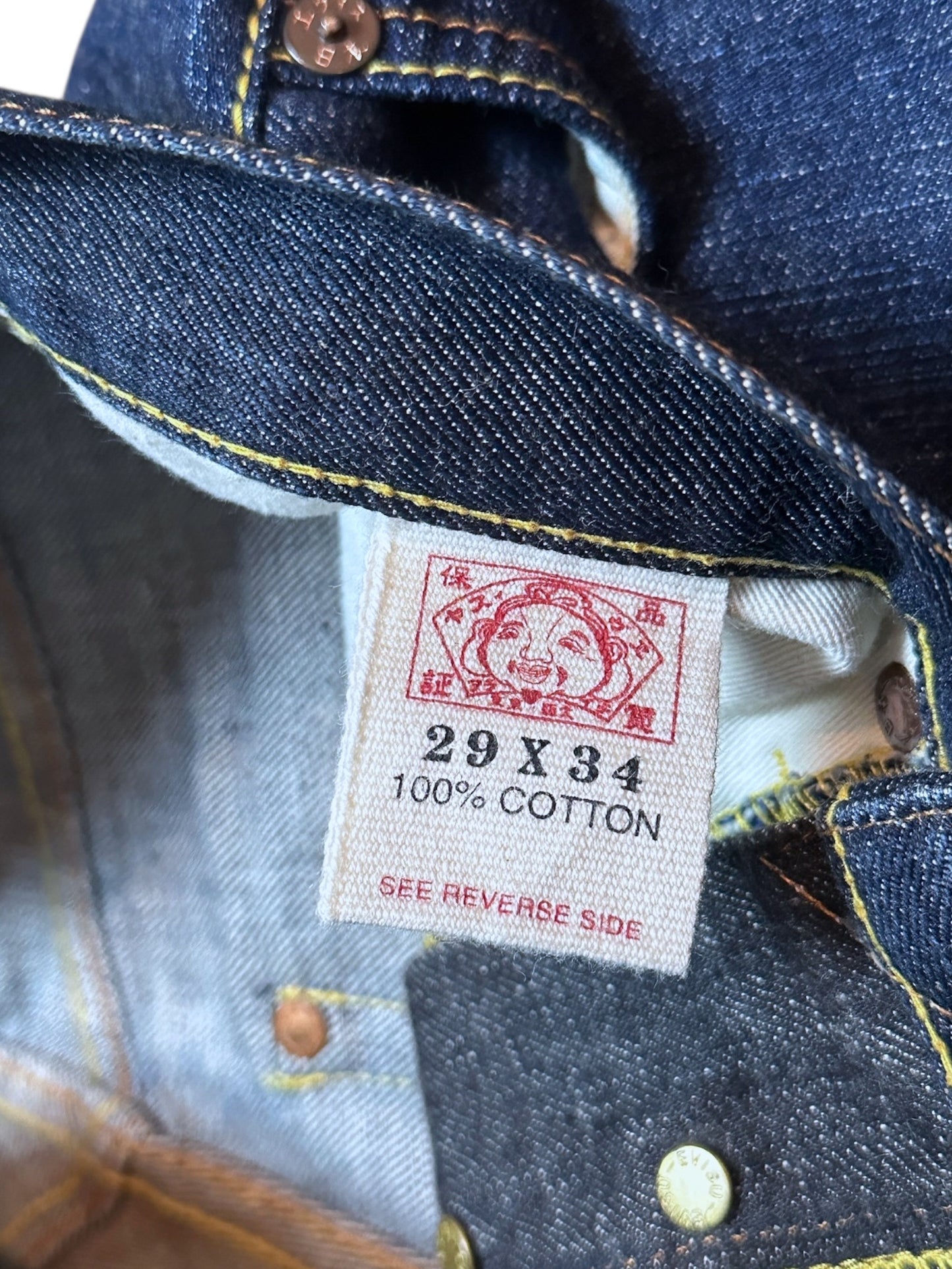 Evisu Jeans 2001 Genes Paris Raw Denim Two Toned Backprint 29