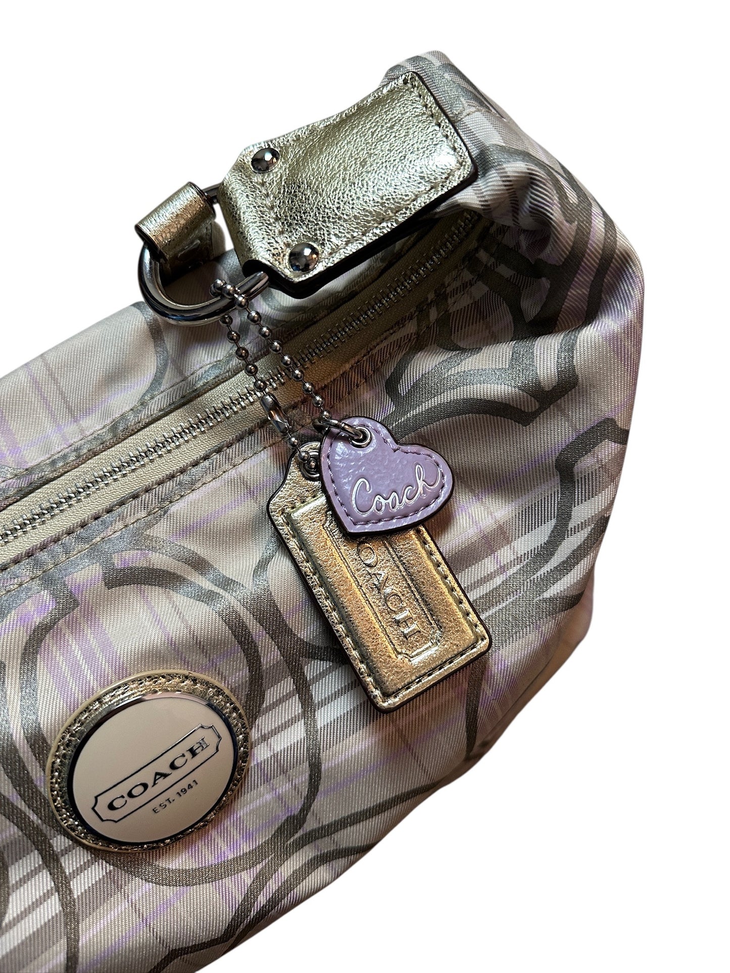 COACH Signature Plate Schulter Tasche Muster mit Charms