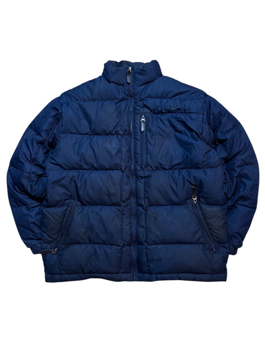 Nike Blaue Vintage Puffer Daunenjacke Navy Warme Winterjacke Größe XS