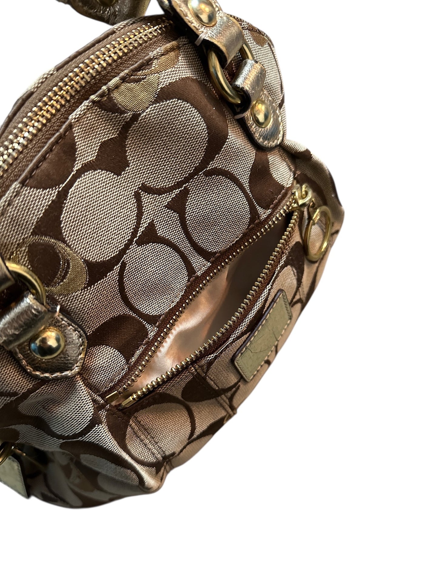 COACH Signature Metallic Monogram Zoe Satchel Handtasche