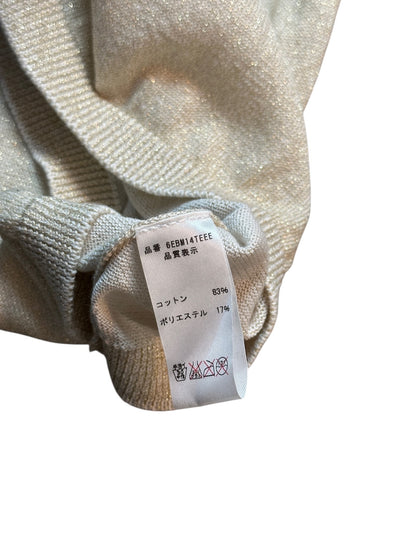 Christian Dior Metallic Stricktop Silber Glitzer Kurzarm XS