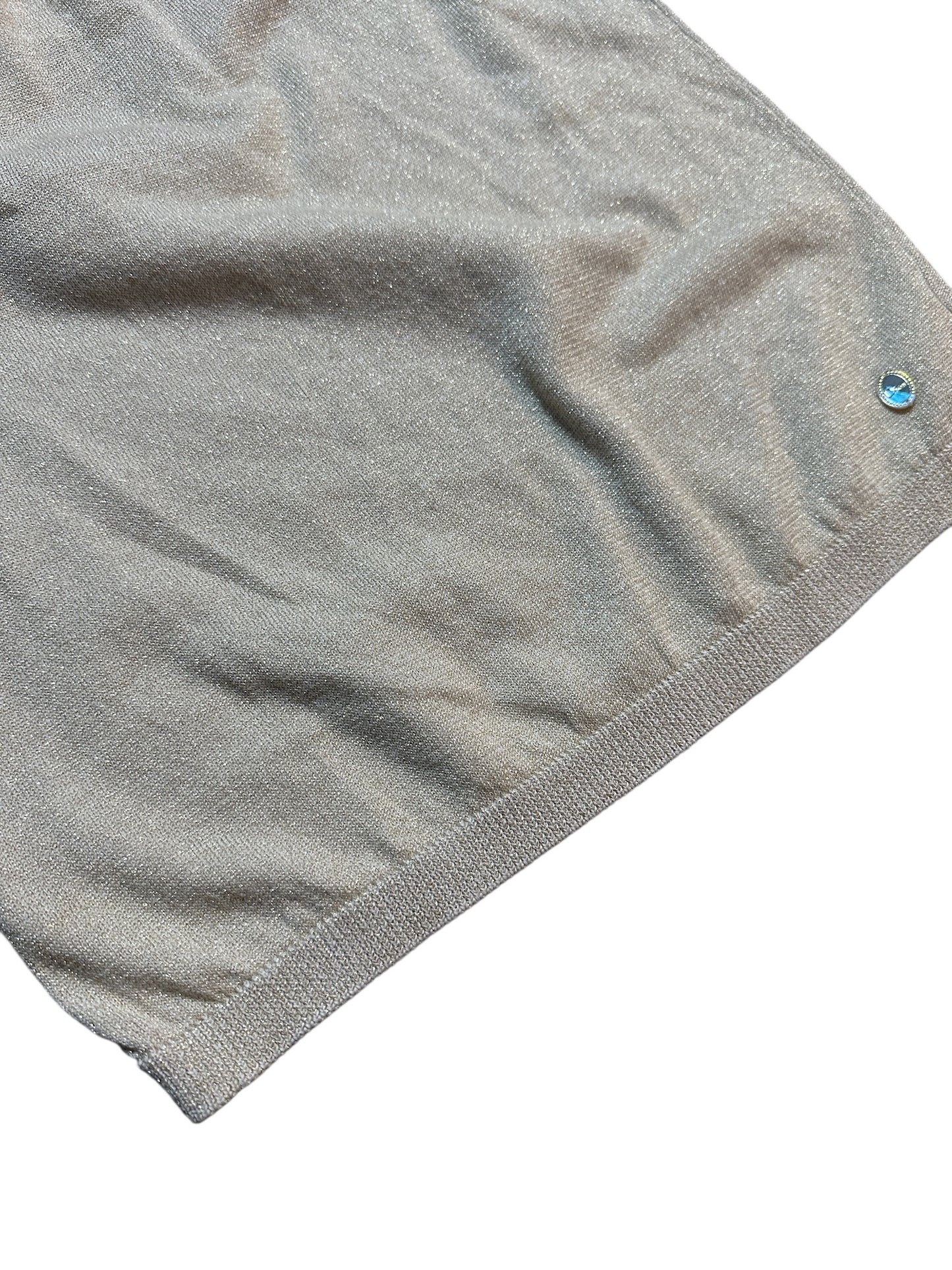 Christian Dior Metallic Stricktop Silber Glitzer Kurzarm XS