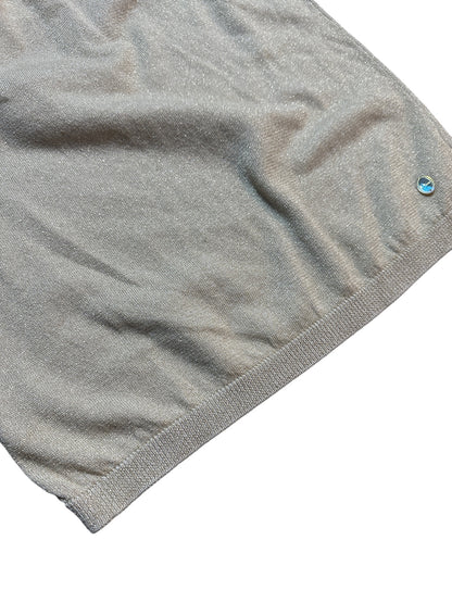 Christian Dior Metallic Stricktop Silber Glitzer Kurzarm XS