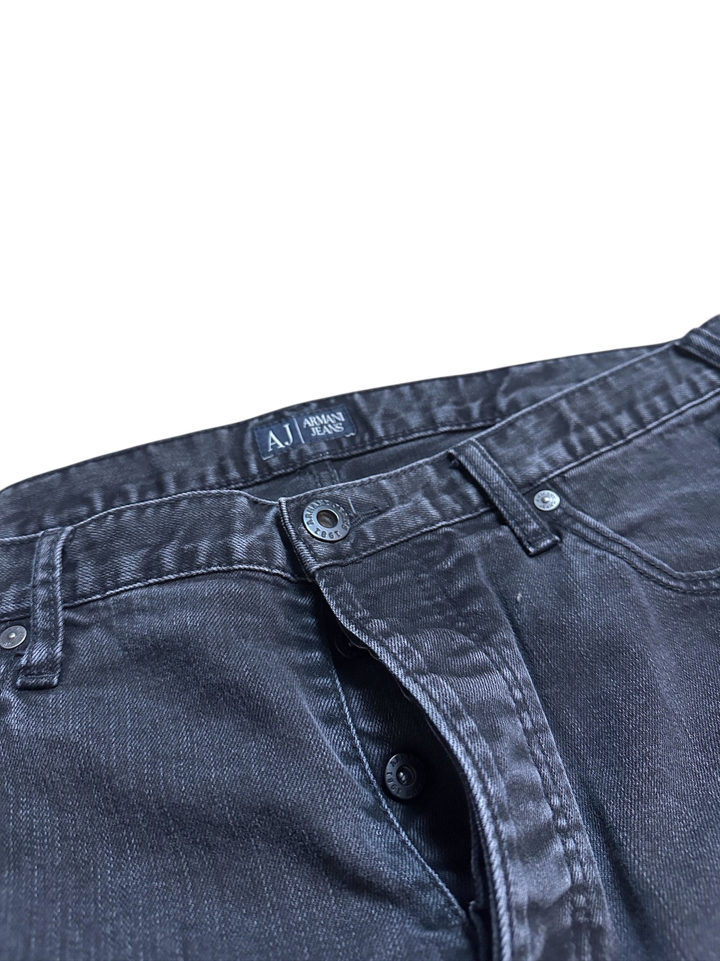 Armani Jeans Baggy Vintage Schwarz Hose Adler Größe 38