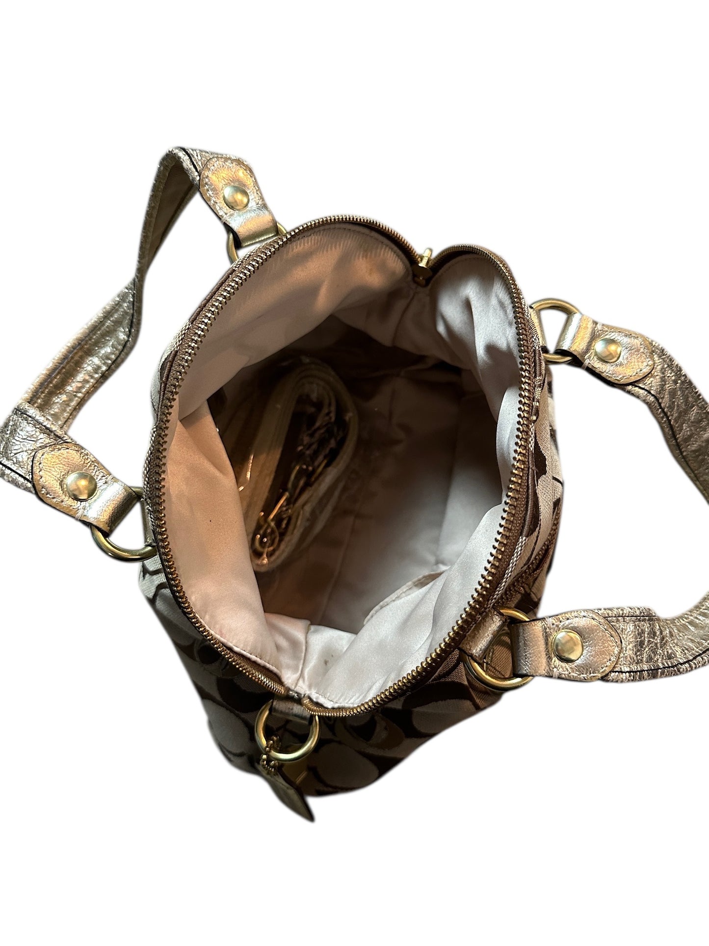 COACH Signature Metallic Monogram Zoe Satchel Handtasche