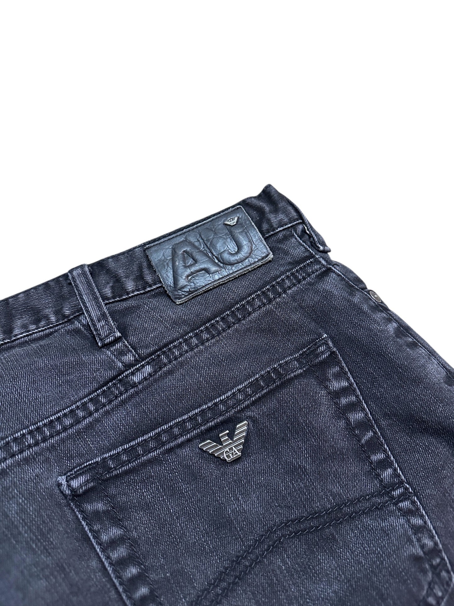 Armani Jeans Baggy Vintage Schwarz Hose Adler Größe 38