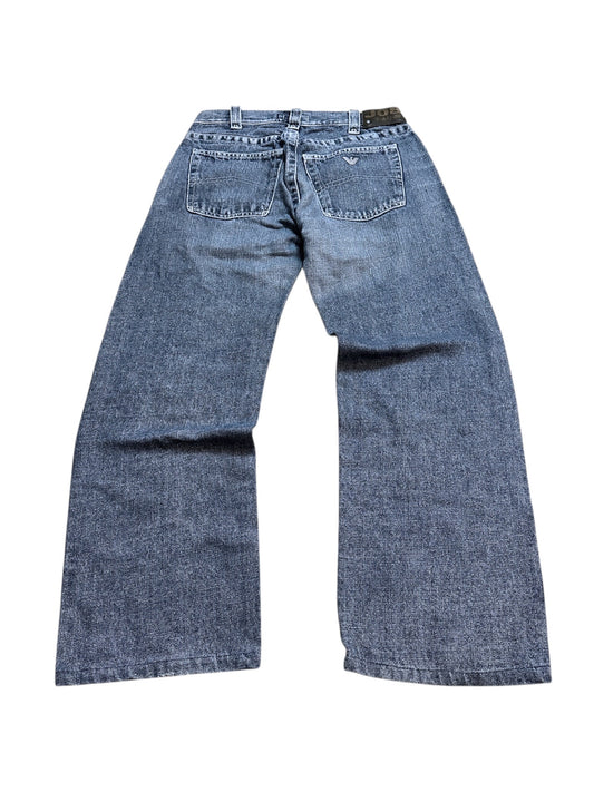 Armani Jeans J08 Vintage Denim Wide Leg Jeanshose Blau Größe 31